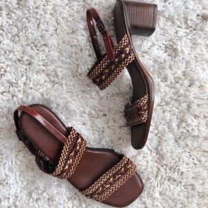 Cute Braided Vintage Sling Back Heeled Sandals